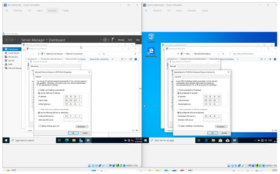Statisk IPv4-konfiguration på server og klient i Windows-lab