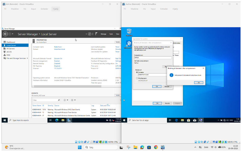 Ping-tests mellem server og klient i Windows Server-lab